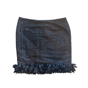 Gretchen Scott Designs Black Silk Confetti Fringe Pencil Skirt L Fall 2025 NWT